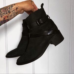 All Saints Newton Black Suede Leather Boots